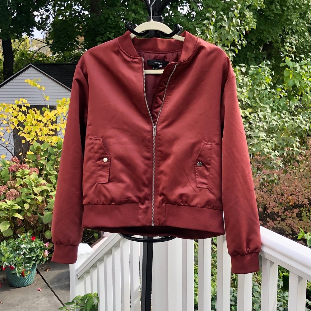 Forever21 Satin Bomber Jacket - Picture 2 of 13